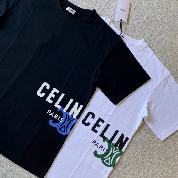 celine multicolor triomphe print crew neck t-shirt